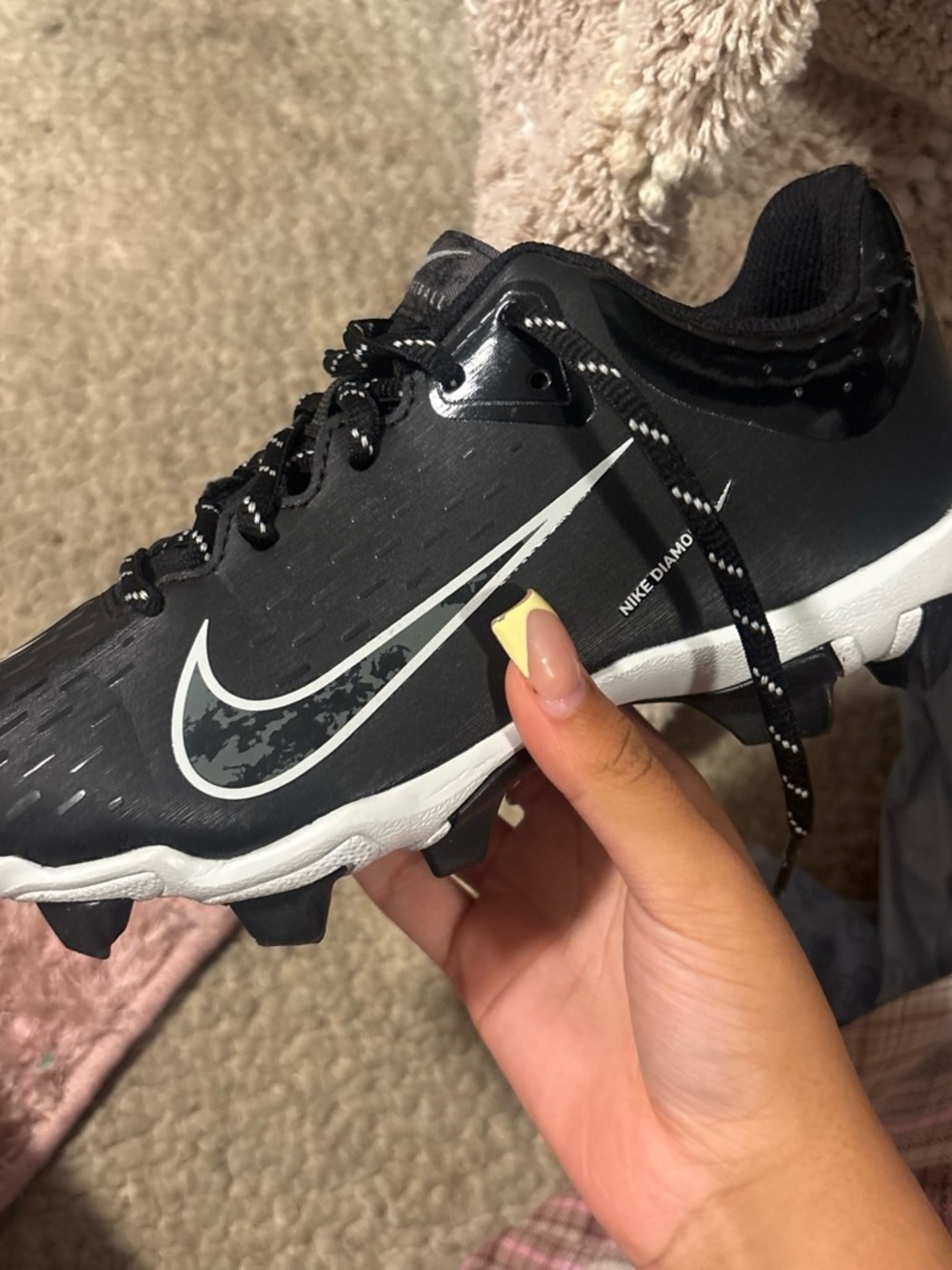 Nike Women’s Black Athletic Cleats with White Swoosh